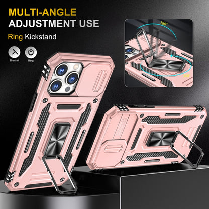For iPhone 15 Pro Armor PC + TPU Camera Shield Phone Case(Rose Gold) by buy2fix