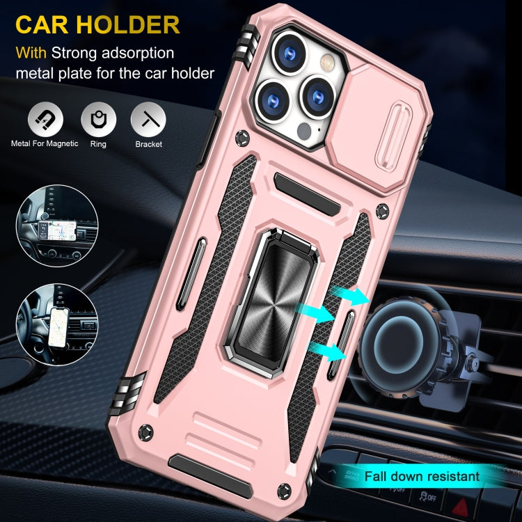 For iPhone 15 Pro Armor PC + TPU Camera Shield Phone Case(Rose Gold) by buy2fix
