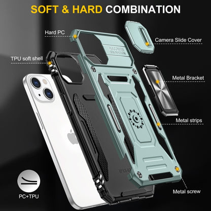 For iPhone 15 Plus Armor PC + TPU Camera Shield Phone Case(Alpine Green) by buy2fix