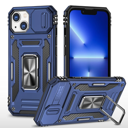 For iPhone 15 Plus Armor PC + TPU Camera Shield Phone Case(Navy Blue) by buy2fix