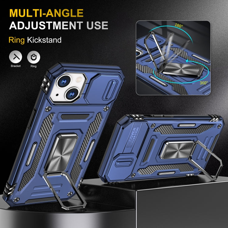 For iPhone 15 Plus Armor PC + TPU Camera Shield Phone Case(Navy Blue) by buy2fix