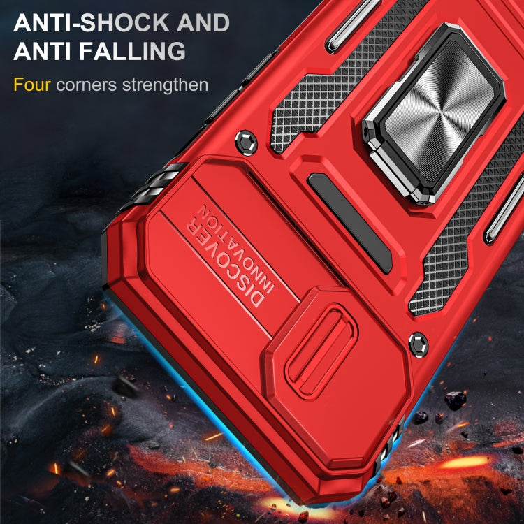 For iPhone 15 Plus Armor PC + TPU Camera Shield Phone Case(Red) by buy2fix