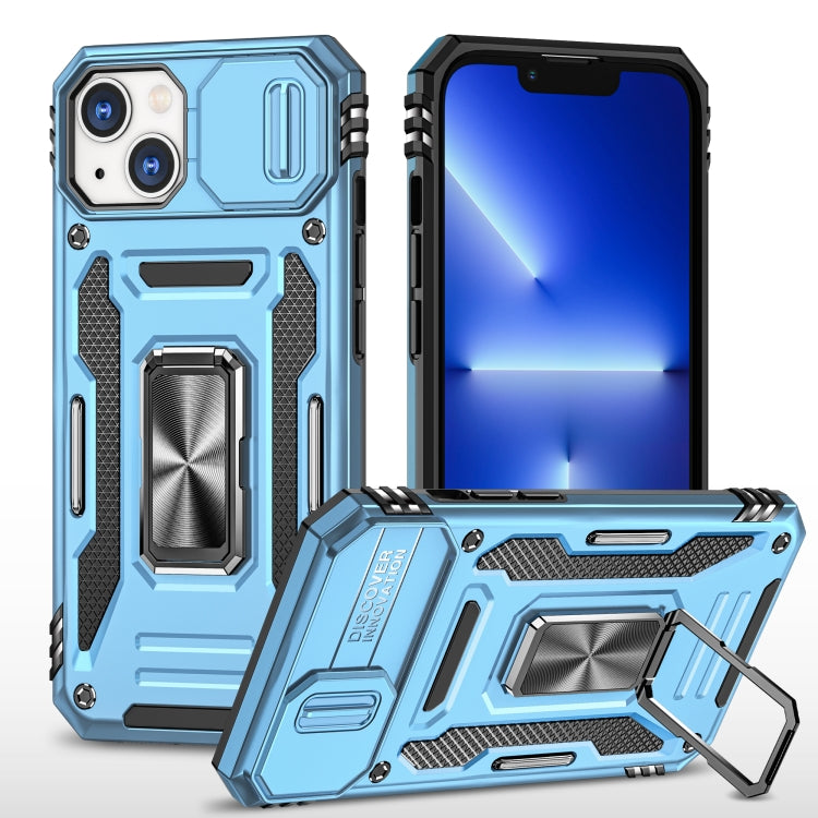 For iPhone 15 Plus Armor PC + TPU Camera Shield Phone Case(Light Blue) by buy2fix