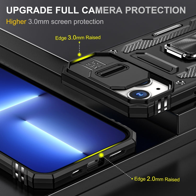 For iPhone 15 Armor PC + TPU Camera Shield Phone Case(Black) by buy2fix