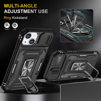 For iPhone 15 Armor PC + TPU Camera Shield Phone Case(Black) by buy2fix