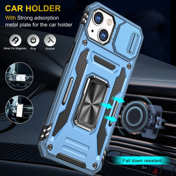 For iPhone 15 Armor PC + TPU Camera Shield Phone Case(Light Blue) by buy2fix