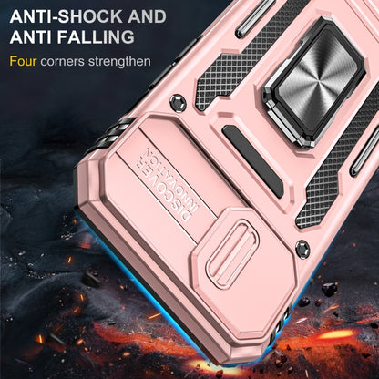 For iPhone 15 Armor PC + TPU Camera Shield Phone Case(Rose Gold) by buy2fix