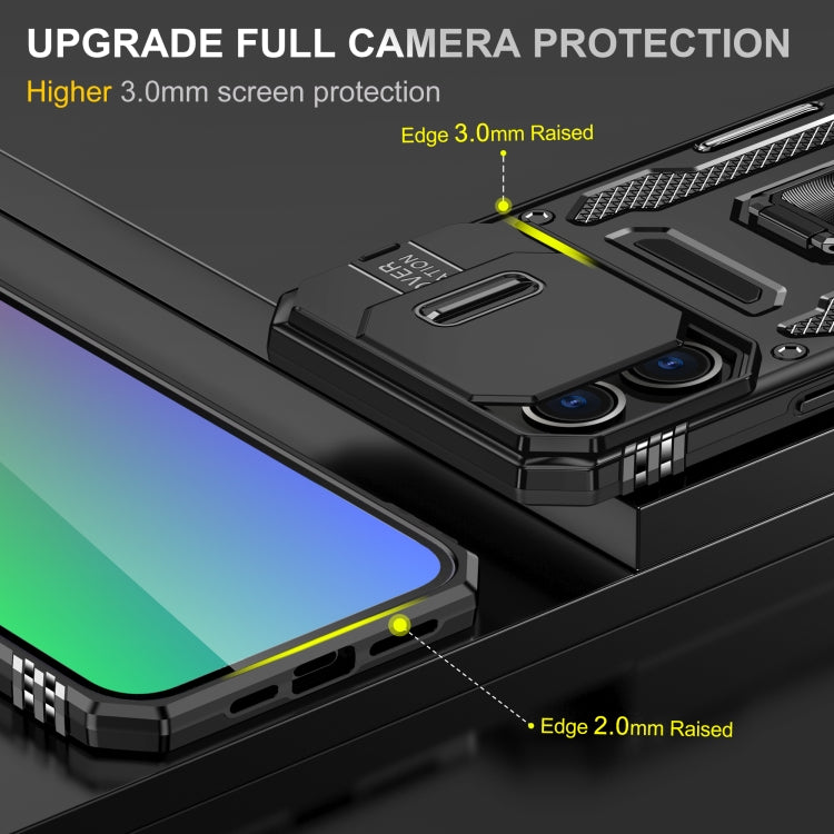 For iPhone 16 Pro Armor PC + TPU Camera Shield Phone Case(Black) - iPhone 16 Pro Cases by buy2fix | Online Shopping UK | buy2fix