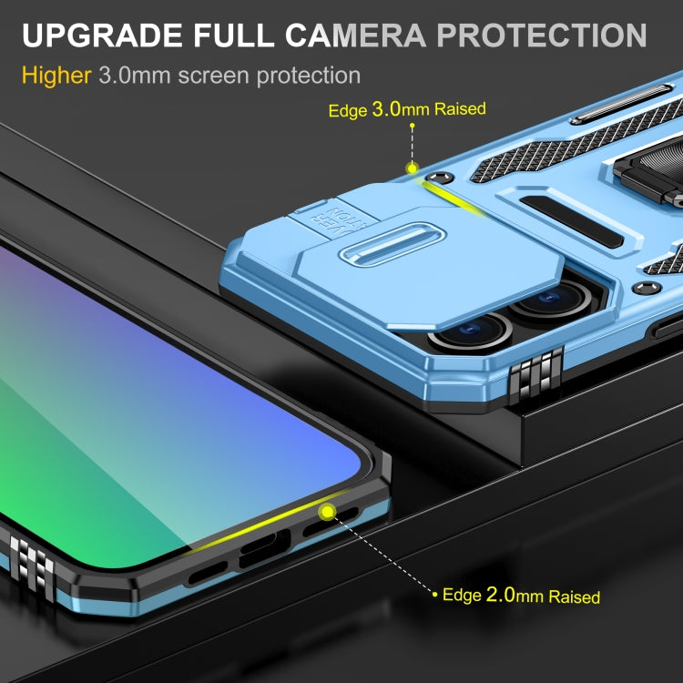 For iPhone 16 Pro Armor PC + TPU Camera Shield Phone Case(Light Blue) - iPhone 16 Pro Cases by buy2fix | Online Shopping UK | buy2fix