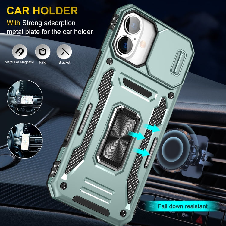 For iPhone 16 Plus Armor PC + TPU Camera Shield Phone Case(Alpine Green) - iPhone 16 Plus Cases by buy2fix | Online Shopping UK | buy2fix