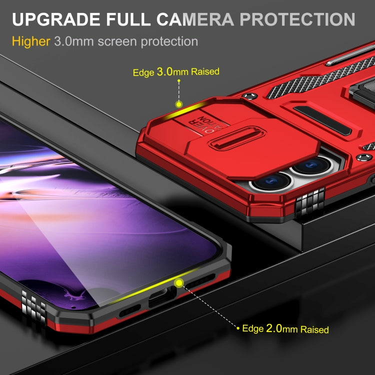 For iPhone 16 Plus Armor PC + TPU Camera Shield Phone Case(Red) - iPhone 16 Plus Cases by buy2fix | Online Shopping UK | buy2fix