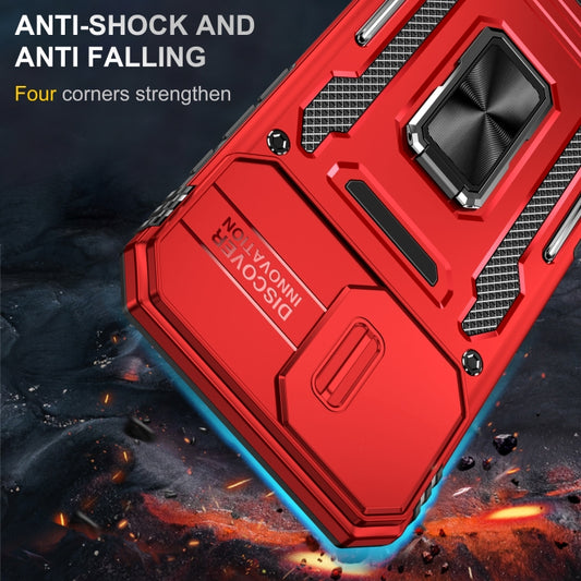 For iPhone 16 Armor PC + TPU Camera Shield Phone Case(Red) by buy2fix