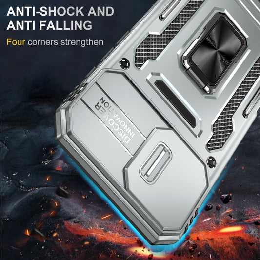 For iPhone 16 Armor PC + TPU Camera Shield Phone Case(Grey) by buy2fix