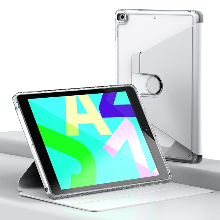For iPad 10.2 2021 / 2020 / 2019 Clear 360 Rotation Stand Smart Leather Tablet Case(White) - iPad 10.2 Cases by buy2fix | Online Shopping UK | buy2fix