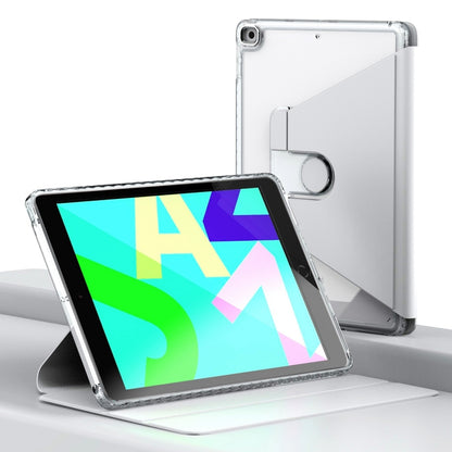 For iPad 10.2 2021 / 2020 / 2019 Clear 360 Rotation Stand Smart Leather Tablet Case(White) - iPad 10.2 Cases by buy2fix | Online Shopping UK | buy2fix