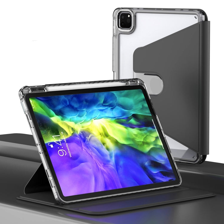 For iPad Pro 11 2022 / 2021 / 2020 Clear 360 Rotation Stand Smart Leather Tablet Case(Black) - iPad Pro 11 (2022/2021) Cases by buy2fix | Online Shopping UK | buy2fix