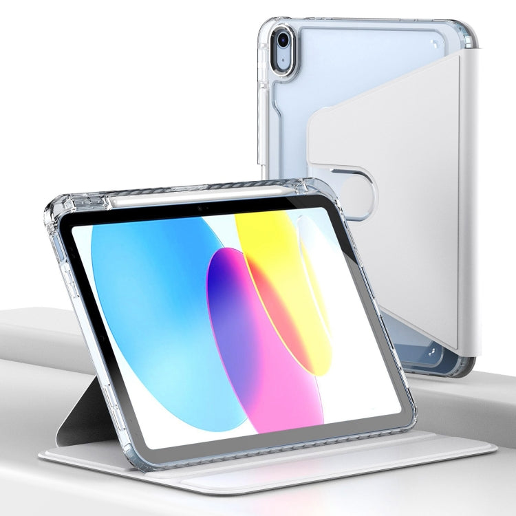 For iPad 2025 / 2022 Clear 360 Rotation Stand Smart Leather Tablet Case(White) - iPad 2025 / 2022 Cases by buy2fix | Online Shopping UK | buy2fix