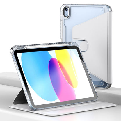 For iPad 2025 / 2022 Clear 360 Rotation Stand Smart Leather Tablet Case(White) - iPad 2025 / 2022 Cases by buy2fix | Online Shopping UK | buy2fix