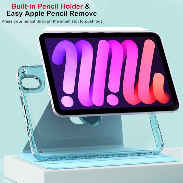 For iPad mini 6 / mini 2024 Clear 360 Rotation Stand Smart Leather Tablet Case(Baby Blue) - iPad mini 6 Cases by buy2fix | Online Shopping UK | buy2fix