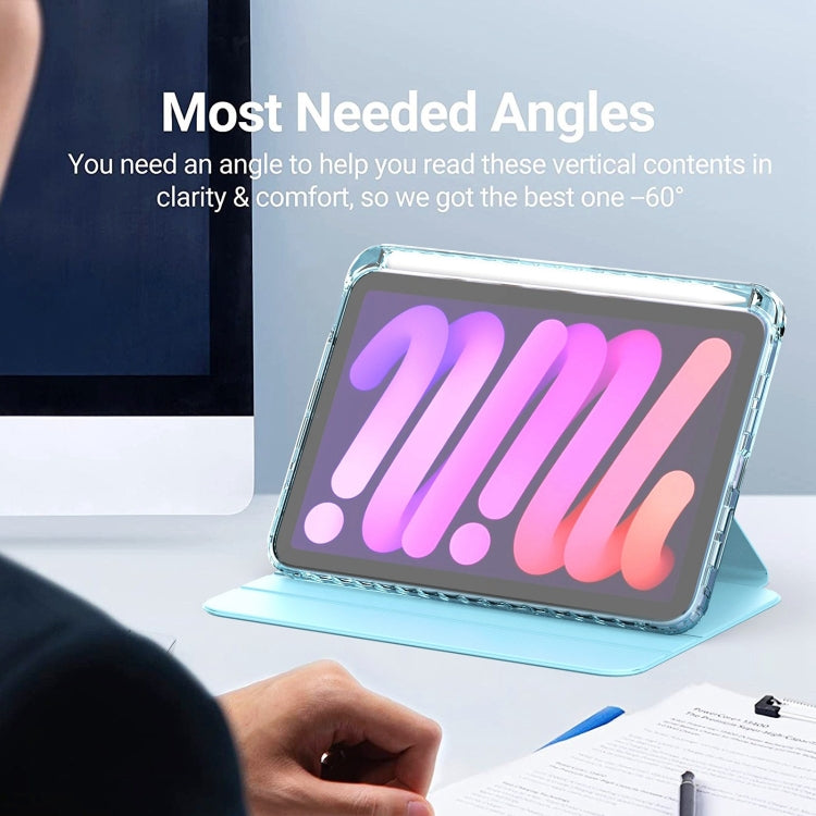 For iPad mini 6 / mini 2024 Clear 360 Rotation Stand Smart Leather Tablet Case(Baby Blue) - iPad mini 6 Cases by buy2fix | Online Shopping UK | buy2fix