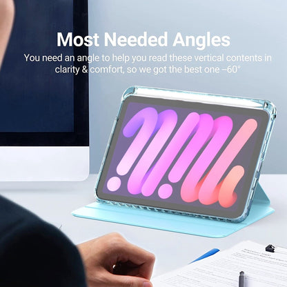 For iPad mini 6 / mini 2024 Clear 360 Rotation Stand Smart Leather Tablet Case(Baby Blue) - iPad mini 6 Cases by buy2fix | Online Shopping UK | buy2fix