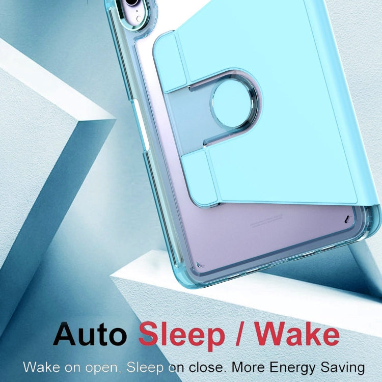 For iPad mini 6 / mini 2024 Clear 360 Rotation Stand Smart Leather Tablet Case(White) - iPad mini 6 Cases by buy2fix | Online Shopping UK | buy2fix