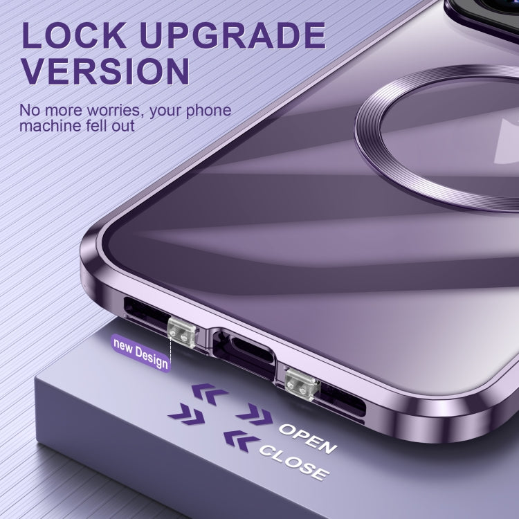 For iPhone 13 Large Window Holder MagSafe Magnetic Metal Phone Case(Black) - iPhone 13 Cases by buy2fix | Online Shopping UK | buy2fix