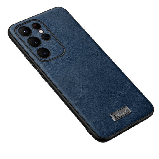 For Samsung Galaxy S23 Ultra 5G SULADA Shockproof TPU Hybrid Handmade Leather Phone Case(Blue)