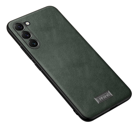 For Samsung Galaxy S23+ 5G SULADA Shockproof TPU Hybrid Handmade Leather Phone Case(Green)