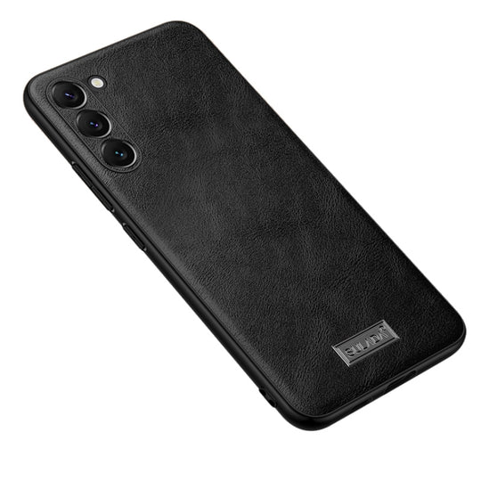 For Samsung Galaxy S23 5G SULADA Shockproof TPU Hybrid Handmade Leather Phone Case(Black)