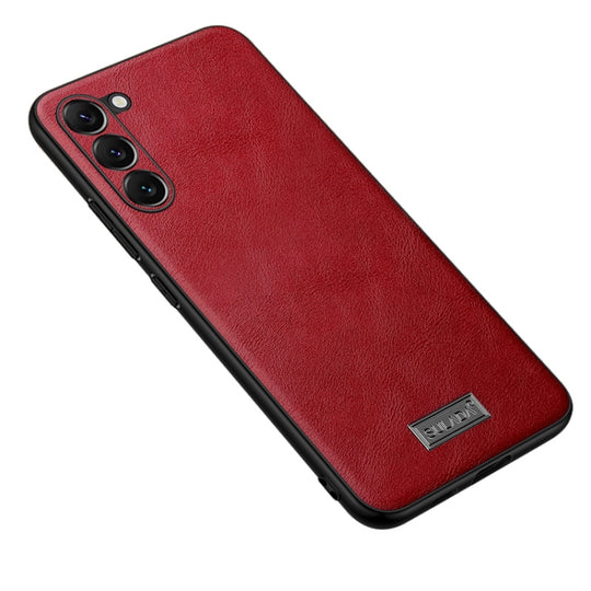 For Samsung Galaxy S23 5G SULADA Shockproof TPU Hybrid Handmade Leather Phone Case(Red)