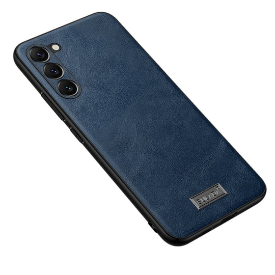For Samsung Galaxy S23 5G SULADA Shockproof TPU Hybrid Handmade Leather Phone Case(Blue)