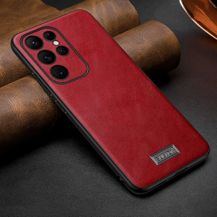 For Samsung Galaxy S25 Ultra 5G SULADA Shockproof TPU Hybrid Handmade Leather Phone Case(Red) by SULADA