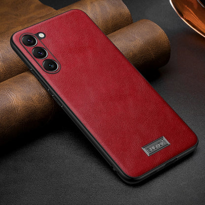 For Samsung Galaxy S25 5G SULADA Shockproof TPU Hybrid Handmade Leather Phone Case(Red) by SULADA