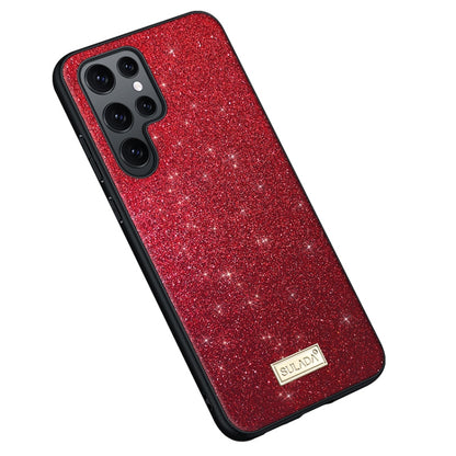 For Samsung Galaxy S25 Ultra 5G SULADA Glittery TPU Hybrid Handmade Leather Phone Case(Red) by SULADA