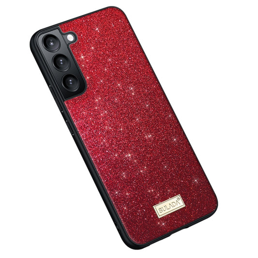 For Samsung Galaxy S25+ 5G SULADA Glittery TPU Hybrid Handmade Leather Phone Case(Red) by SULADA