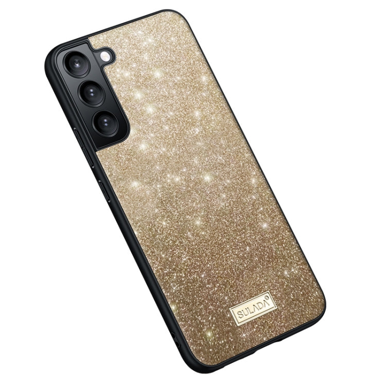 For Samsung Galaxy S25+ 5G SULADA Glittery TPU Hybrid Handmade Leather Phone Case(Gold) by SULADA