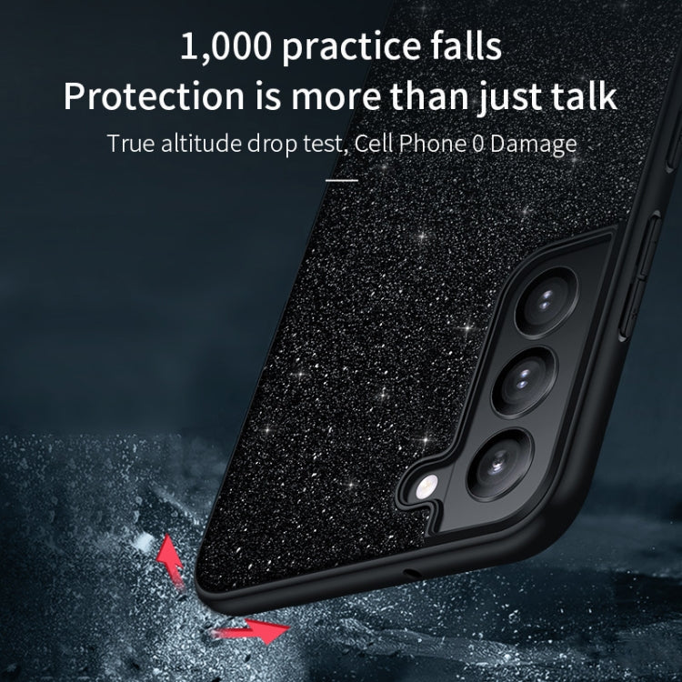 For Samsung Galaxy S25+ 5G SULADA Glittery TPU Hybrid Handmade Leather Phone Case(Black) by SULADA
