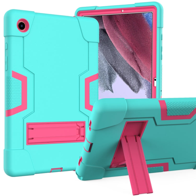 For Samsung Galaxy Tab A8 Contrast Color Robot Silicone Hybrid PC Tablet Case with Holder(Mint Green Rose Red) - Other Galaxy Tab PC by buy2fix | Online Shopping UK | buy2fix