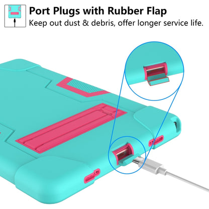 For Samsung Galaxy Tab A8 Contrast Color Robot Silicone Hybrid PC Tablet Case with Holder(Mint Green Rose Red) - Other Galaxy Tab PC by buy2fix | Online Shopping UK | buy2fix