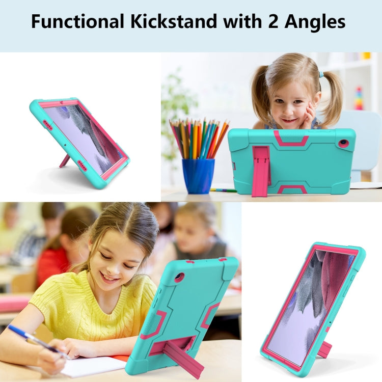 For Samsung Galaxy Tab A8 Contrast Color Robot Silicone Hybrid PC Tablet Case with Holder(Mint Green Rose Red) - Other Galaxy Tab PC by buy2fix | Online Shopping UK | buy2fix