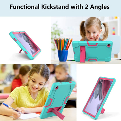 For Samsung Galaxy Tab A8 Contrast Color Robot Silicone Hybrid PC Tablet Case with Holder(Mint Green Rose Red) - Other Galaxy Tab PC by buy2fix | Online Shopping UK | buy2fix