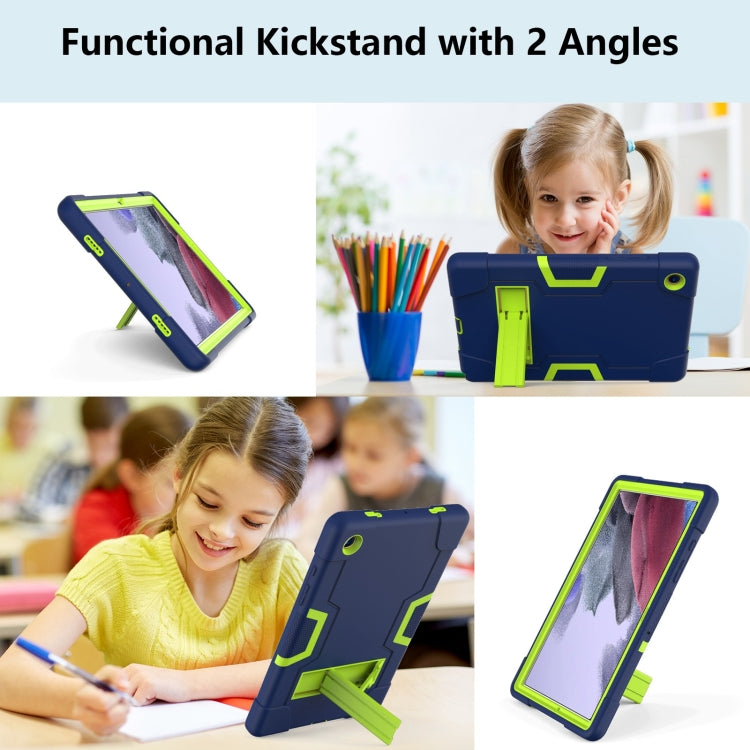 For Samsung Galaxy Tab A8 Contrast Color Robot Silicone Hybrid PC Tablet Case with Holder(Navy Blue Yellow Green) - Other Galaxy Tab PC by buy2fix | Online Shopping UK | buy2fix