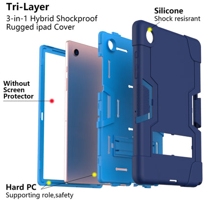 For Samsung Galaxy Tab A8 Contrast Color Robot Silicone Hybrid PC Tablet Case with Holder(Navy Blue Blue) - Other Galaxy Tab PC by buy2fix | Online Shopping UK | buy2fix