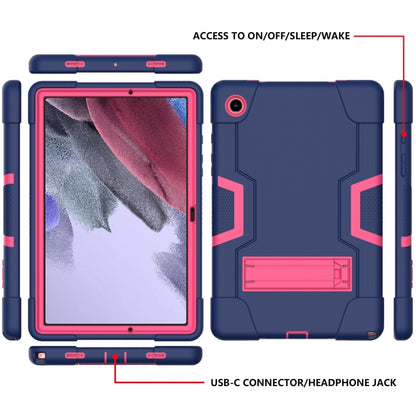 For Samsung Galaxy Tab A8 Contrast Color Robot Silicone Hybrid PC Tablet Case with Holder(Navy Blue Rose Red) - Other Galaxy Tab PC by buy2fix | Online Shopping UK | buy2fix