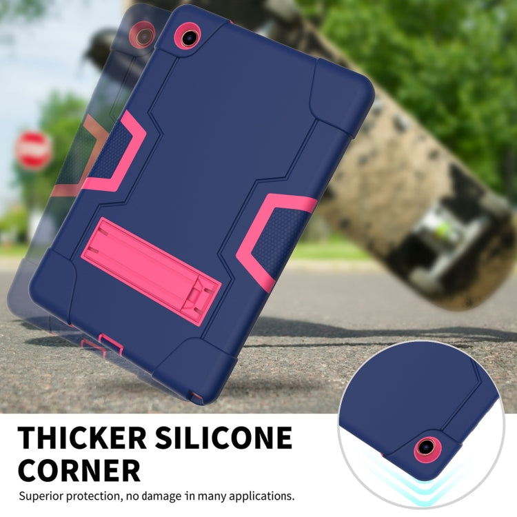 For Samsung Galaxy Tab A8 Contrast Color Robot Silicone Hybrid PC Tablet Case with Holder(Navy Blue Rose Red) - Other Galaxy Tab PC by buy2fix | Online Shopping UK | buy2fix