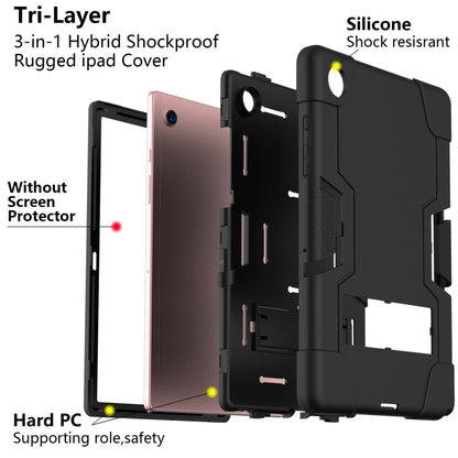 For Samsung Galaxy Tab A8 Contrast Color Robot Silicone Hybrid PC Tablet Case with Holder(Black) - Other Galaxy Tab PC by buy2fix | Online Shopping UK | buy2fix