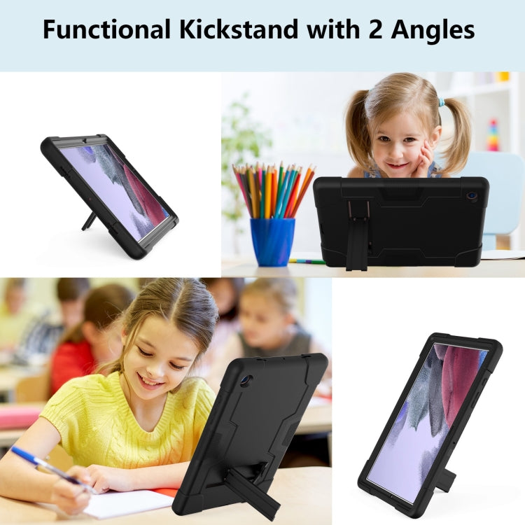 For Samsung Galaxy Tab A8 Contrast Color Robot Silicone Hybrid PC Tablet Case with Holder(Black) - Other Galaxy Tab PC by buy2fix | Online Shopping UK | buy2fix