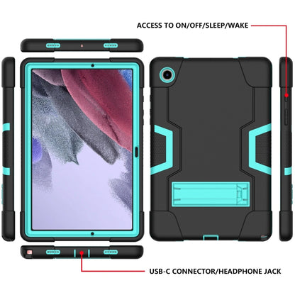 For Samsung Galaxy Tab A8 Contrast Color Robot Silicone Hybrid PC Tablet Case with Holder(Black Mint Green) - Other Galaxy Tab PC by buy2fix | Online Shopping UK | buy2fix