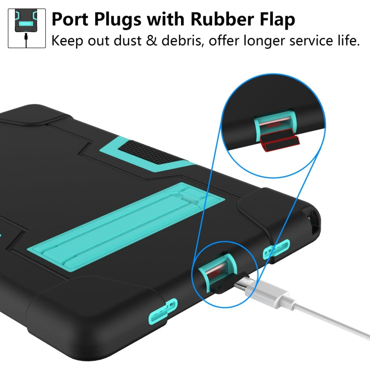 For Samsung Galaxy Tab A8 Contrast Color Robot Silicone Hybrid PC Tablet Case with Holder(Black Mint Green) - Other Galaxy Tab PC by buy2fix | Online Shopping UK | buy2fix